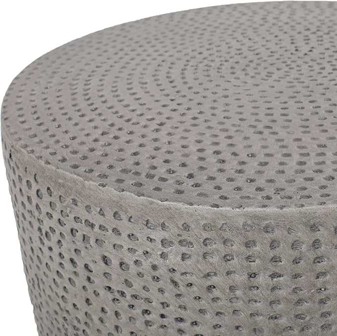 Outdoor Side Table Concrete End Table Faux Stone Small Coffee Tables Patio Garden Stool Plant Stand for Porch, Backyard Silver-Barrel
