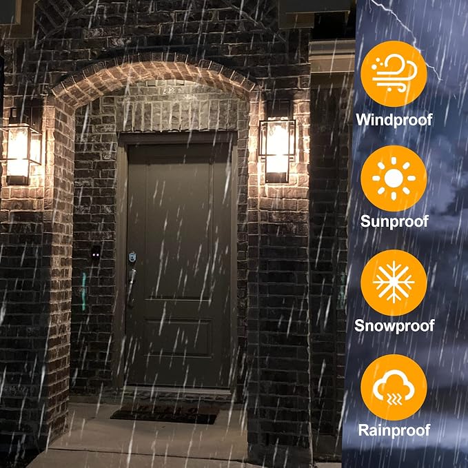 Modern Outdoor Light Fixtures Dusk to Dawn Outdoor Lighting 2 Pack, 15" Exterior Wall Sconce Waterproof Porch Light, Outside Light for House with Water Glass for Garage Doorway