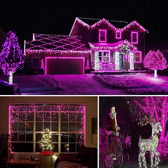 Purple Halloween Lights String Outdoor Plug In 78 FT 240 LED | 8 Modes, IP44 Waterproof, Black Wire Super Long Halloween Twinkle Light for Tree Pillar Party Fence Railing Horror Party