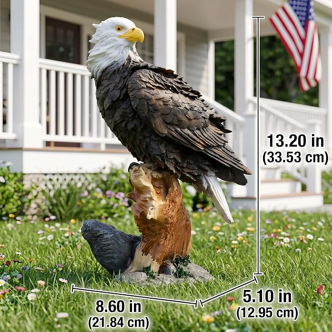 13.2" Real Eagle Outdoor Sculpture,Funny Bird Statue,Garden Beach Statue Decorations,Resin Animal Seabird Ornaments,Coastal Beach Decor,Patio Decor for Table Statues for Garden,Lawn,Yard