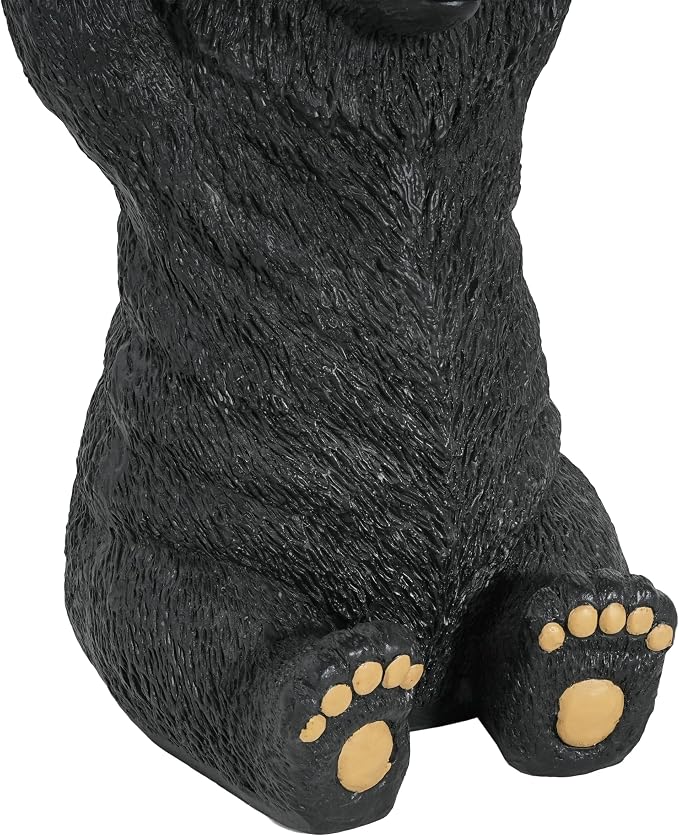 Christopher Knight Home Blitz Bear Outdoor Side Table, MGO Bear Statue with Display Tabletop, Hand Painted Sculpture, Cute Small End Table for Indoor/Outdoor, No Assembly Required, Black + Brown
