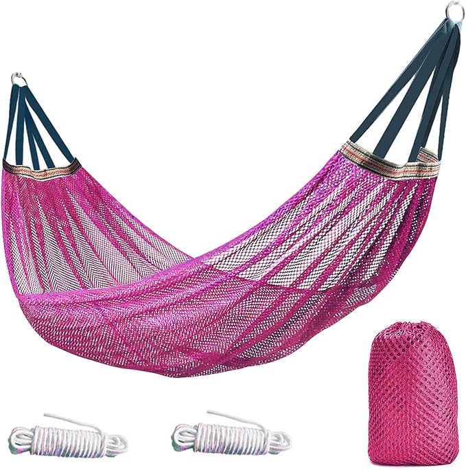Camping Hammock Lightweight Portable, Anti-roll Breathable Mesh Outdoor Hammock with Tree Straps & Carry Bag, (102.36x51.18in)