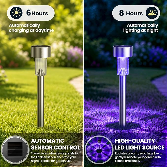 GIGALUMI Solar Halloween Lights Outdoor Waterproof 12-Pack Halloween Decor | Auto dusk-to-dawn on/off, ideal for yard lawn pathway patio walkway, creepy holiday night ambiance