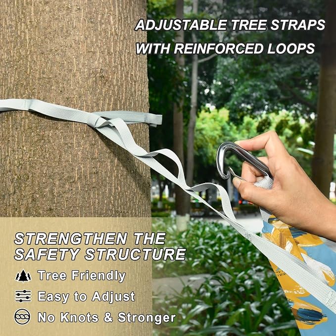 Camping Hammock Outdoor Hammocks for Outside Graffiti Yellow Flower Beach Trees Portable Lightweight with Pockets Tree Straps Indoor Small