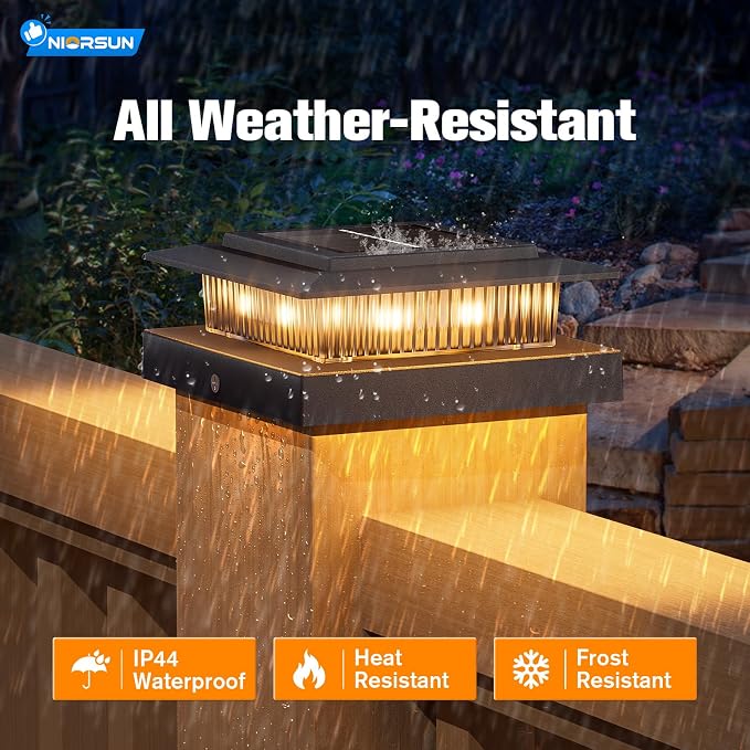 4x4 Post Solar Lights Color Changing,Solar Post Light,12 Pack Black | RGB Solar Post Cap Lights for 4x4 Post Caps Wood Vinyl,IP44 Waterproof Fence Post Solar Lights Outdoor, Solar Deck Post Light