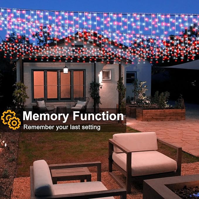 Red and White Christmas Lights Outdoor Icicle Lights for Outside 66ft | 640 LED Twinkle String Lights Clear Wire Connectable 8 Modes Timer Waterproof for House Party Tree Holiday Patio Home Decor