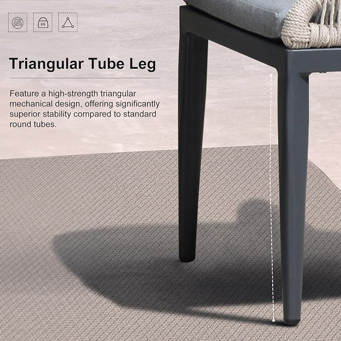 PURPLE LEAF 11 Pieces Patio Dining Set Aluminum Modern Rectangular Table and Rattan Arm Chairs with Cushions for Kitchen Porch Garden Outdoor Furniture Sets, Dark Grey
