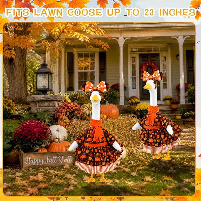 Fall Pumpkins Porch Goose Outfits Autumn Goose Costume for Outdoor Decor | for 23 Inch Lawn Plastic/Cement Statues, Harvest Autumn Sculpture Clothes for Garden Yard Patio Decoration
