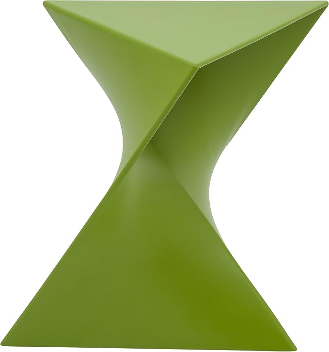 LeisureMod 15.75" Triangular Side Table, Stackable Plastic Accent End Table for Indoor & Outdoor Use, Weather-Resistant Modern Patio & Living Room Table, Set of 4, Green
