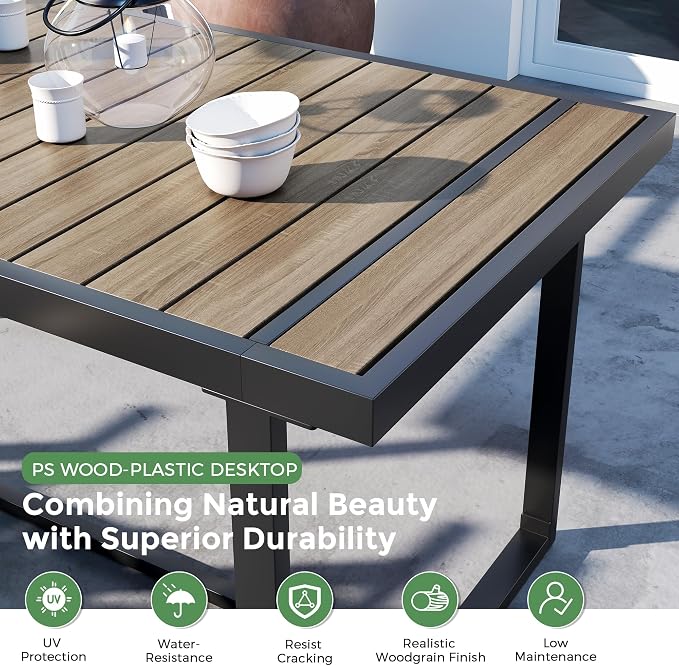 Jocoevol 7 Piece Patio Dining Set for 6, Outdoor Furniture Set Includes 67" Rectangle Patio Table and 6 Textilene Dining Chairs, Outdoor Table and Chairs for Outsides, Backyard, Garden and Poolside