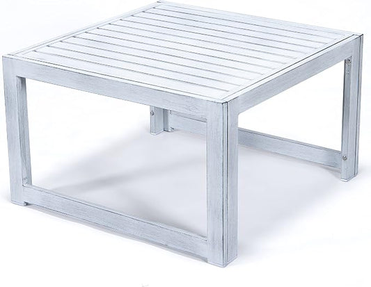 Chelsea Outdoor Coffee Table - Modern Aluminum Patio Center Table, Rust-Proof & Weather Resistant Outside Furniture for Garden, Balcony, Deck, & Backyard - Metal Porch Table, Weathered Grey