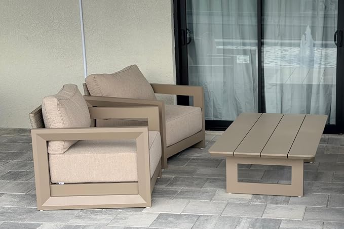 PURPLE LEAF Patio Furniture Set Enclosed Outdoor Couch with 9.6" Thick Cushion and Soft Pillows 10 Piece Outdoor Sectional Sofas with Table Modern Outdoor Conversation Sets for Yard Porch Deck, Khaki