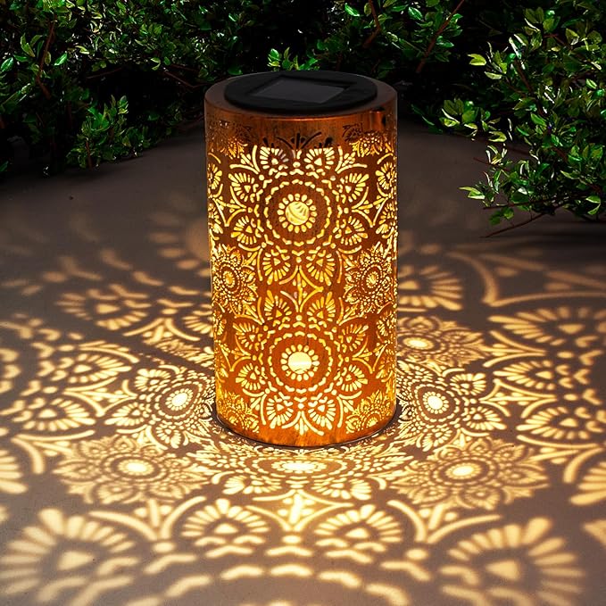 DIBIEECN Birthday Gifts for Women Mom Grandma Wife, Solar Lanterns Outdoor Waterproof, Metal Hanging Lights Garden Decor, LED Decorative Lantern for Patio Porch Backyard, Sunflower, 1 Pack
