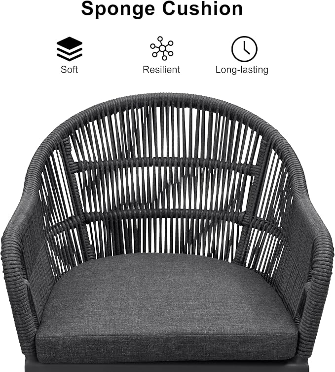 PURPLE LEAF 9 Pieces Patio Dining Set with Outdoor Aluminium Square Dining Table and Woven Rattan Chairs Modern Metal Furniture Cushions Sets for Garden Yard Indoor Decor Kitchen Grey