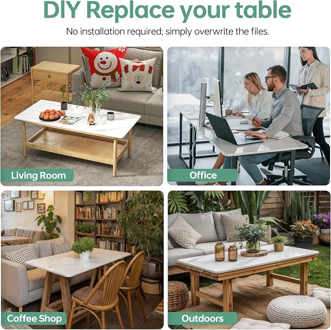 Rectangle Table Top,63” x 31.5” White Sintered Stone Tabletop, DIY Replacement & Cover Marble Desktop, Scratch & Wear Resistant, Easy to Clean, Suitable for Indoor & Outdoor