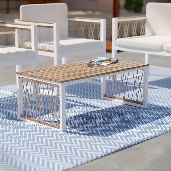 SEI Outdoor Patio Furniture - Wallmond Outdoor Cocktail Table - Transitional Design Natural Solid Wood - Ideal for Patio, Backyard (OD1140700)