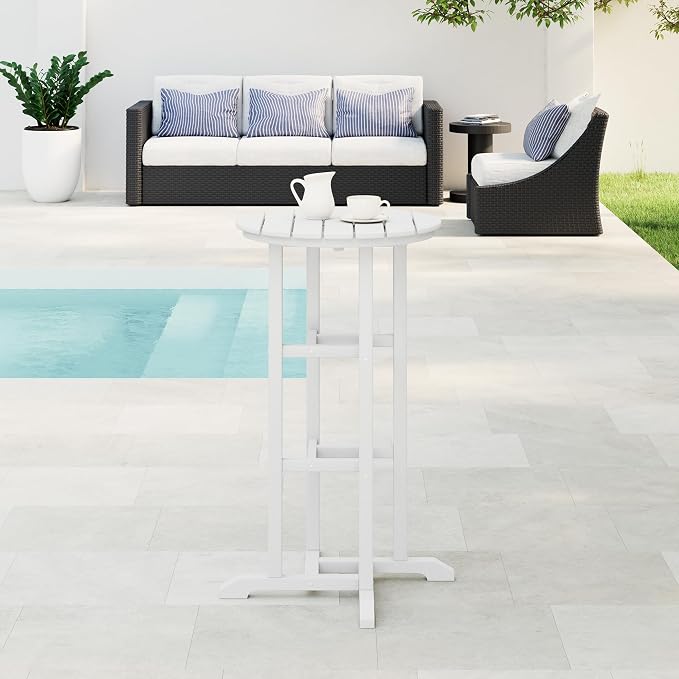 WestinTrends Malibu 42" Counter Height Round Outdoor Patio Bistro Bar Table, White