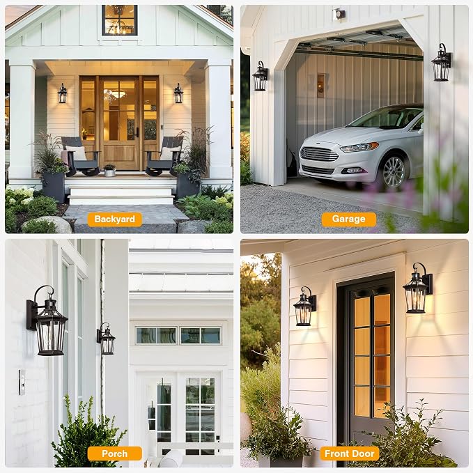 VIANIS Motion Sensor Outdoor Lights, 2 Packs Oil Rubbed Bronze Dusk to Dawn Outdoor Wall Lights Exterior, 100% Anti-Rust Aluminum Front Porch Wall Lantern, Modern Outdoor Wall Sconce for House, E26