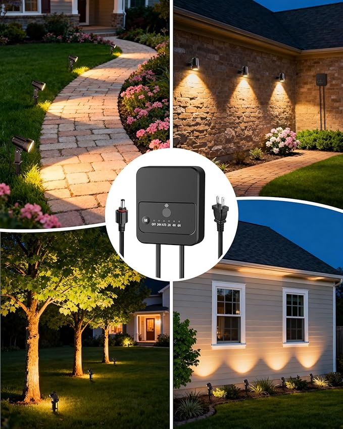All-in-One Low Voltage Landscape Lighting Kit, 4-Pack, Warm White | LED Landscape Lights with Transformer 32FT Wire and Connectors, 2700K Waterproof Garden Spot Lights for Yard House Tree