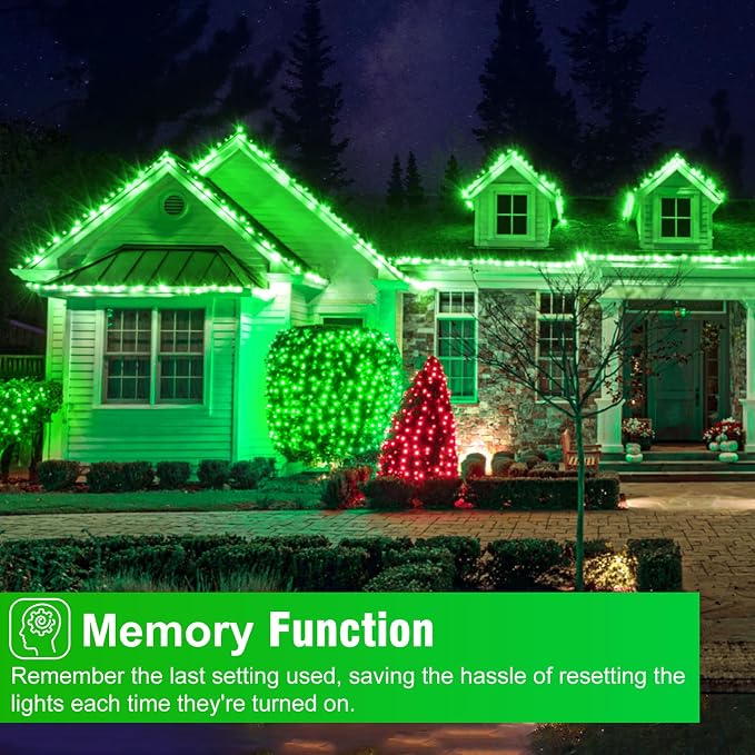 2 Pack Christmas Lights Outdoor, Total 200FT 600 LED Christmas Tree Lights | Green, 8 Modes Waterproof Plug in String Lights for Outside Indoor Yard Garden Xmas Party Holiday Decorations