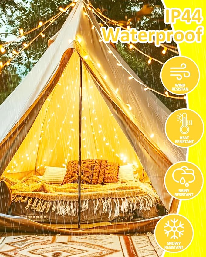 2 Pack 200 LED Battery Operated String Lights, 8 Modes Twinkle Fairy Lights | 66FT Warm White Christmas Lights Indoor Outdoor, Waterproof Battery Lights for Bedroom Party Porch Tree Holiday Decorations