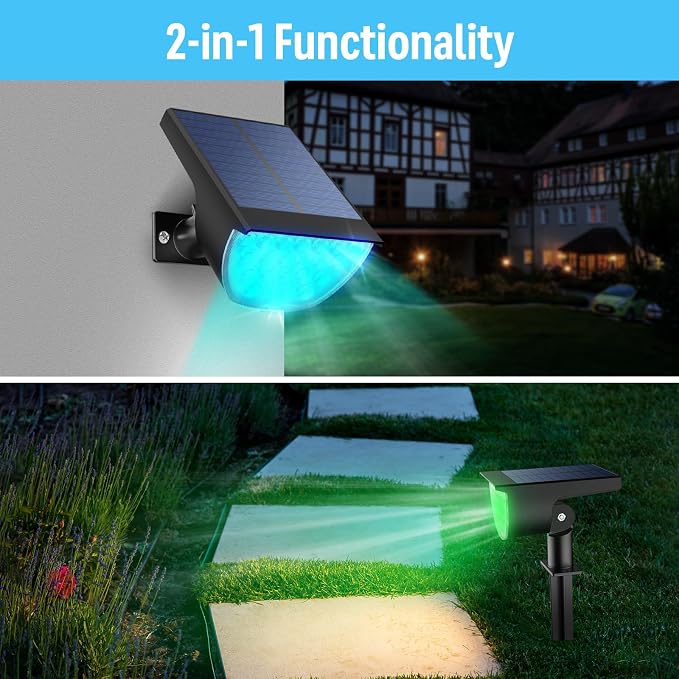 GKGG Solar Multicolor Lights Waterproof IP65, 8 Lighting Modes Solar Spot Lights Outdoor Yard Garden Landscape Pathway Decorations (Multicolor, 4 Pack)