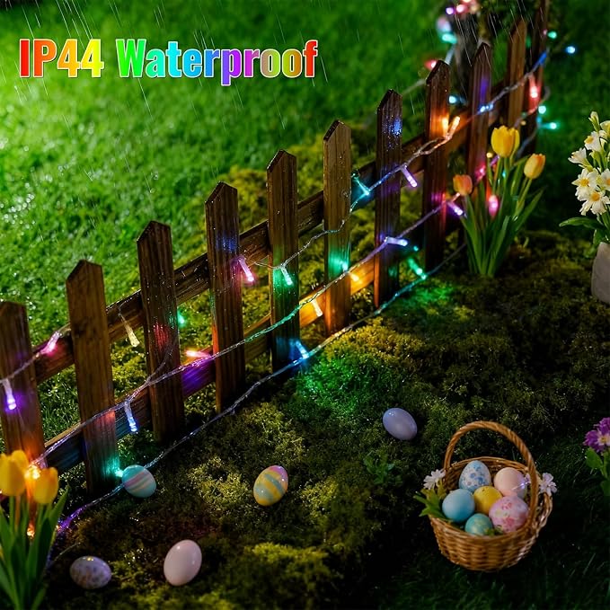 HOME LIGHTING 66ft Easter Decorative Mini Lights, 200 LED Clear Wire Fairy Starry String Lights Plug in, 8 Lighting Mode, Indoor Outdoor Xmas Tree Wedding Party Garden Decoration (Pastel Multicolor)
