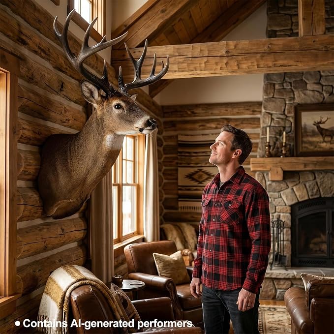 Deer Head Wall Decor, 19 Inch Large Stag Buck Horns | Faux Taxidermy, 3D Resin, Lifelike Wildlife Statue, For Living Room Cabin Hunting Lodge Man Cave