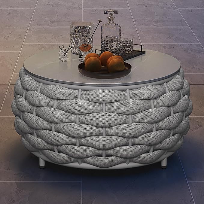 TWT 4 Piece Patio Furniture Set, All-Weather Outdoor Sectional Sofa with Coffee Table, Modern Conversation Couch Set, for Backyard Porch Garden Poolside Apartment Balcony,Light Grey