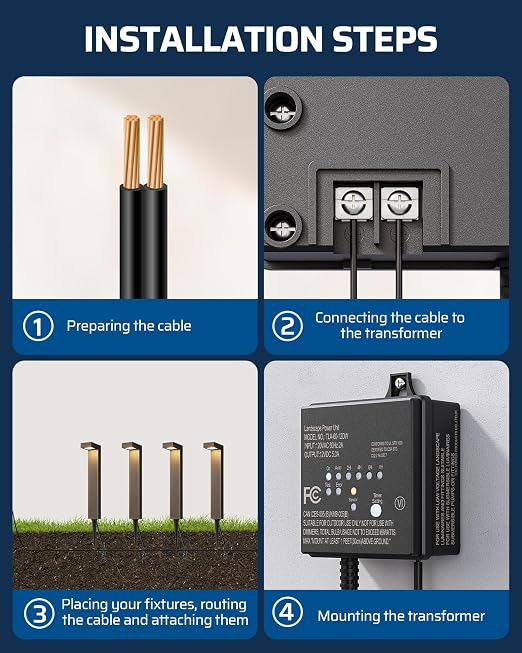 DEWENWILS 60W 120V Low Voltage Transformer Outdoor，120V AC to 12V DC | Timer & Photocell Sensor, Weatherproof LED Landscape Lighting, Spotlight, Pathway Light, ETL Listed