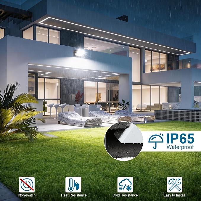 60W LED Wall Lights Outdoor 360° Rotatable Black Modern Commercial Security 5000K IP65 Waterporof Wall Mount Fixture 2 Pack