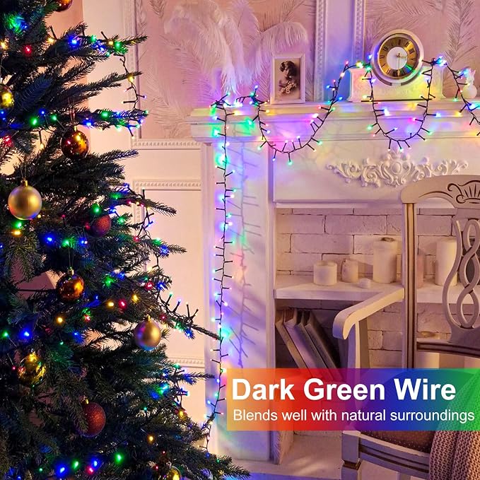 2 Pack Christmas Lights Outdoor, Total 200FT 600 LED Christmas Tree Lights | Waterproof 8 Modes Connectable String Lights for Outside Indoor Patio Party Decor, 1 Pack Warm White & 1 Pack Multicolor