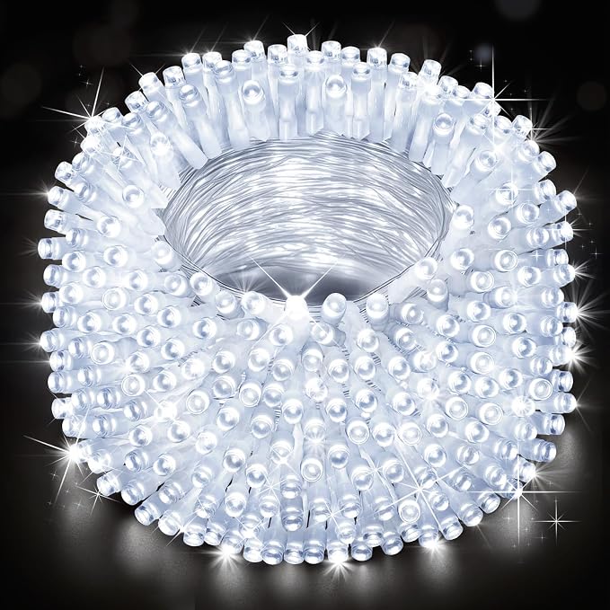 Christmas Lights Outdoor, 403FT 1000 LED String Lights 8 Modes and Timer Memory Function Twinkle Fairy Lights IP44 Waterproof Plug in for Xmas Tree Wedding Party Holiday Decor(White)