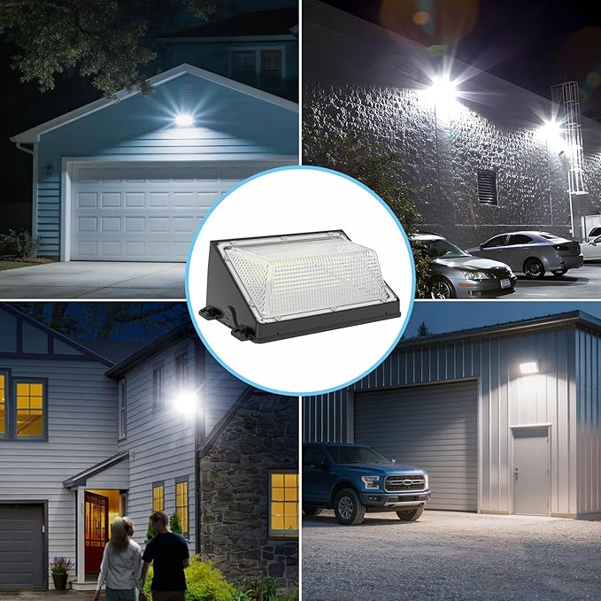 HYPERLITE LED Wall Pack Light: 150W Black Dusk to Dawn LED Outdoor Lighting - 5000K 120V Barn Lights Outdoor 2Packs for Paito Yard Shop Warehouse Parking Lot Factory UL Listed