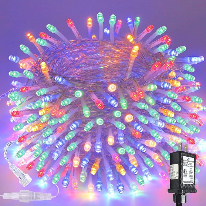 200 LED Connectable String Lights, 66FT Christmas Lights Outdoor Indoor | Multicolor, 13 Modes, Timer, Clear Wire Waterproof Twinkle Fairy Lights Plug in for Bedroom Classroom Patio Xmas Tree Decor