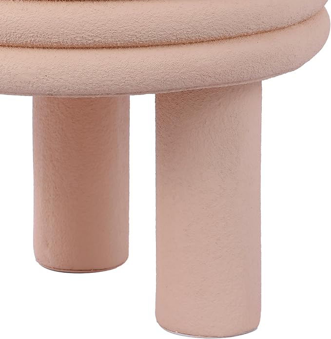 JONATHAN Y Rashida 18" Modern Round Polyresin Indoor Outdoor Accent Side Table, Weather Resistant Table with Chunky Ribbed Stacked Ring Design and Tripod Pillar Base, Pink Frosted TBL1106B