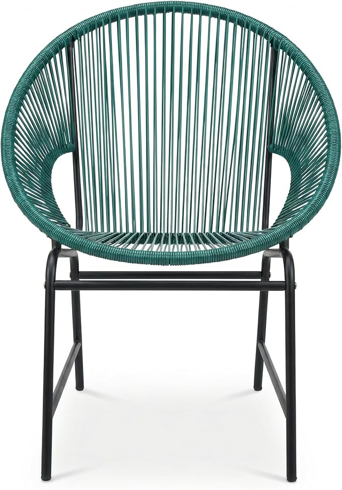 Christopher Knight Home Dessa 3 Piece Patio Furniture Set, Wicker Patio Loveseat Sofa and Accent Chair Set of 2, Metal Double Papasan Chair, Teal