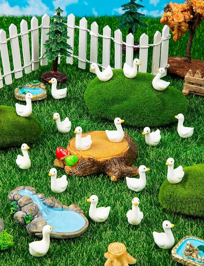 180Pcs Mini Tiny Resin Gooses | DIY Crafts, Lawn Yard Garden Decorfor Dollhouse Fairy Gardens Micro Landscape DIY Crafts