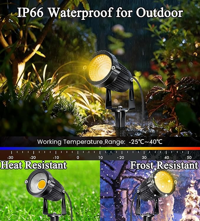 Low Voltage Landscape Lights 5W 500LM 12V 24V Outdoor LED Landscape Lighting 3000K Warm White IP66 Waterproof Garden Pathway Lights Yard Lawn Spotlights with Connectors (8 Pack)