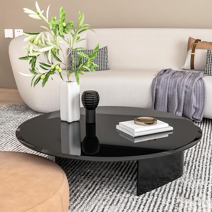 36 Inch Round Black Tempered Glass Table Top, Black Table Surface Protector, Safe 2/5" Thick-Beveled Polished Edge, Replacement Glass Top for Home, Office, Patio, Outdoor/Indoor