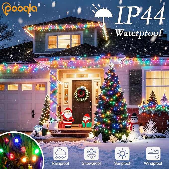 1000 LED Colorful Christmas Lights Outdoor String Lights, 328 ft | Green Wire Waterproof Twinkle Fairy Lights Plug in with Timer, 8 Modes String Lights Indoor Bedroom Xmas Tree Decorations