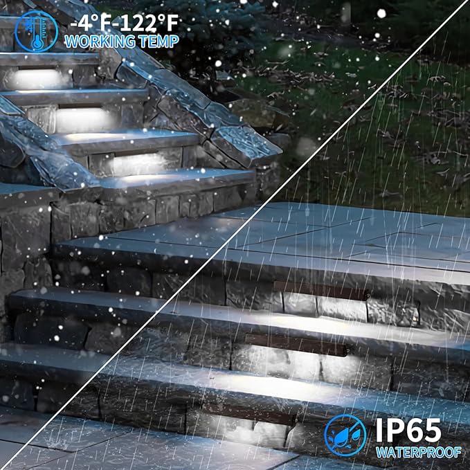 Black 12-Pack 7inch 3W 5000K Daylight White Hardscpe Lighting | 12V AC/DC Retaining Wall Lights,Low Voltage Landscape Lighting,Hardscape Paver Light,Outdoor Step Lights