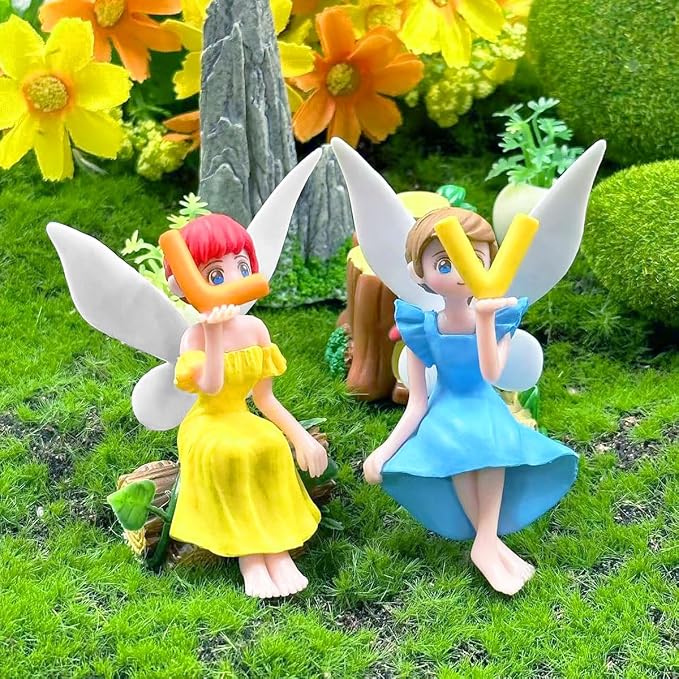 Suartus Miniature Fairy Figurines - 4Pcs Small Fairies Ornaments Resin Mini Fairy Figurines Tiny Elf for DIY Fairy Garden Flower Pot Bonsai Micro Landscapes Craft Decoration Accessories (Love)