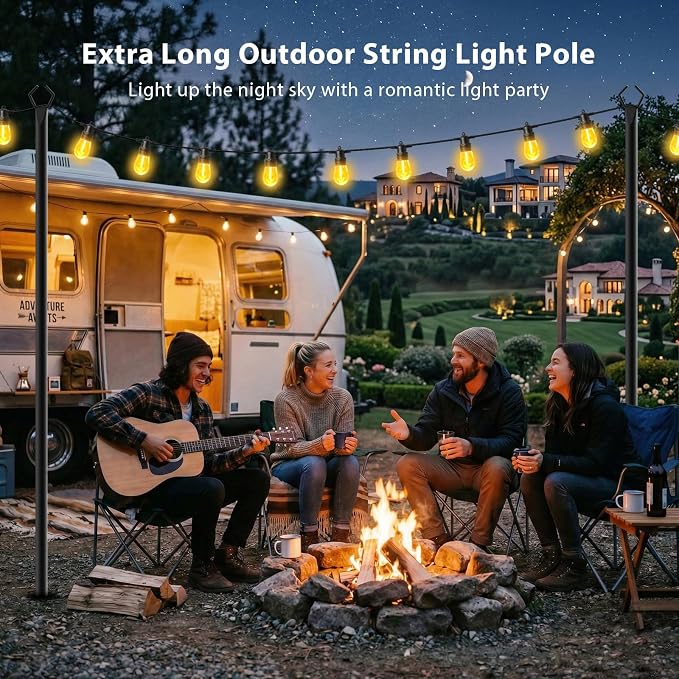 LETIANPAI 8 Pack String Light Poles,10 FT Metal Poles with Fork for Outdoor String Lights,Outdoor Light Poles with Fork,Poles/Post/Stand for Outside