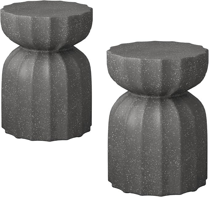 13" Modern Outdoor and Indoor Waterproof Coffee Table & Side Table Set, Durable MgO Cement Design – Perfect for Patio, Garden, Backyard & Living Room (2PC)