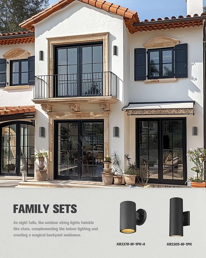 Ken & Ricky Modern Aluminum Outdoor Wall Sconce Lights,Cylinder，Black,4 PK | Downward Outside Wall Light With Glass Cover,No Glare Exterior Lighting Fixtures,For House Front Porch Garage Patio Entryway