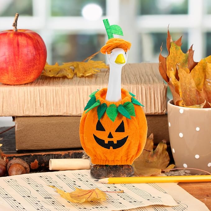 7'' Desk Pumpkin Goose Outfit Back to School Mini Porch Goose Clothes Yard Silly Lawn Duck Shirt for School Classroom Cement Plastic Duck Student