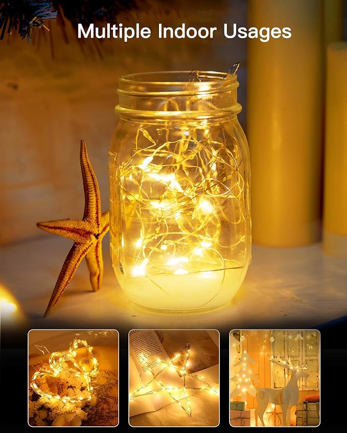 Solar String Lights, 4 Packs Total 132Ft 400 LED Fairy Lights Warm White | IP65 Waterproof Twinkle Lights with 8 Modes, Patio Lights for Tree Outside Patio Yard Party Wedding Christmas Decoration