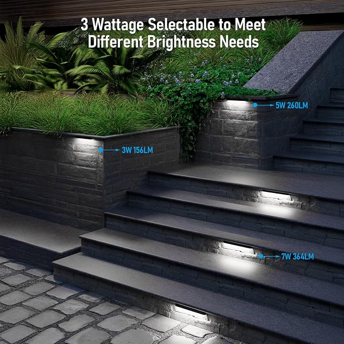 LEONLITE 4-Pack 12 Inch LED Hardscape Lighting, 3W/5W/7W, 5000K Daylight | Update Dimmable Retaining Wall Lights, Low Voltage Landscape Lighting, 12-24V AC/DC Paver Light, Outdoor Step Lights, ETL