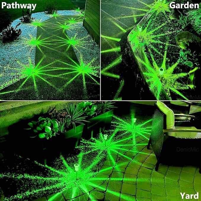 DenicMic Halloween Solar Lights Outdoor Waterproof 10 Pack Halloween Decor | Stake Lights for Yard Pathway Garden Walkway Driveway Patio Lawn, Auto On/Off Green LED Halloween Decorations Outdoor